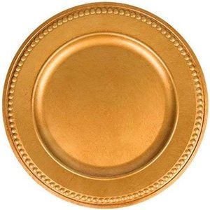Greenbrier International Charger Plates | Gold Color Beaded Rims | 13 in | Home